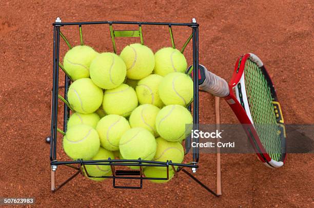 Tennis Ball Basket Stock Photo - Download Image Now - Basket, Tennis Ball, Tennis