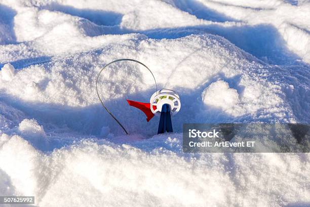 Winter Fishing Fishing Tackle On Ice Stock Photo - Download Image Now - Activity, Backgrounds, Blue