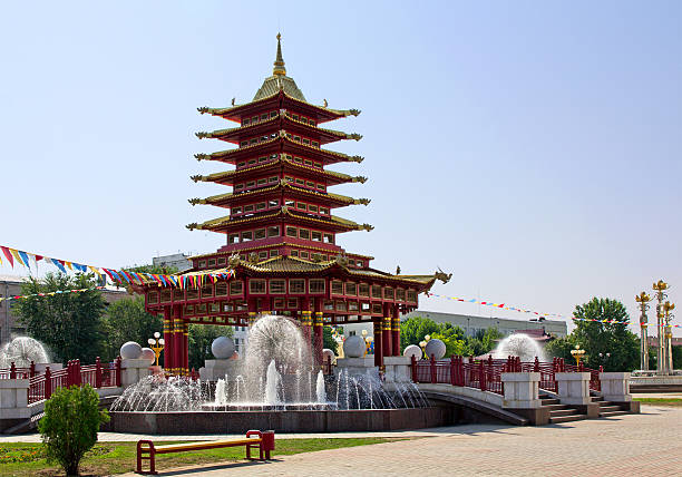 Buddhist Pagoda Seven Days Buddhist Pagoda Seven Days republic of kalmykia stock pictures, royalty-free photos & images