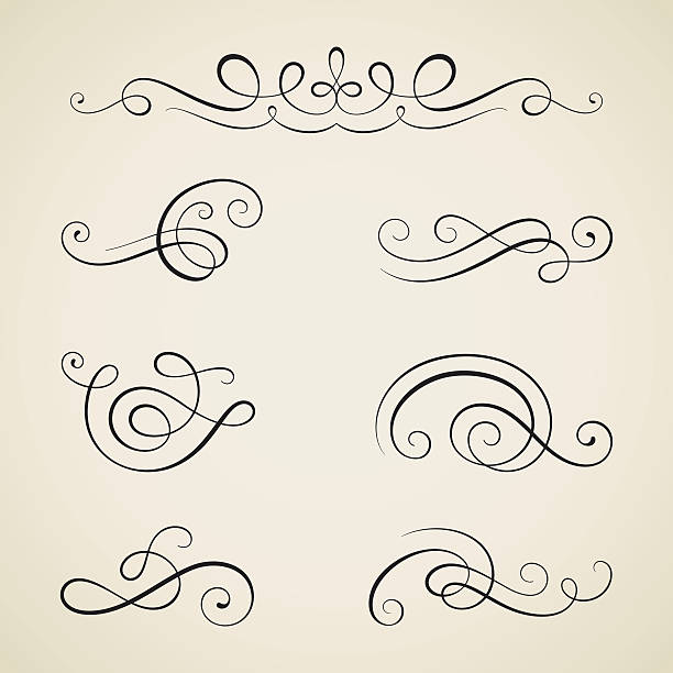 빈티지 swirls - corner arc frame swirl stock illustrations