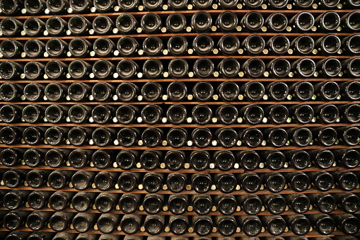 Champagne racks in a winery