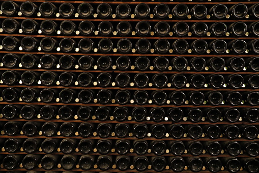 Champagne racks in a winery