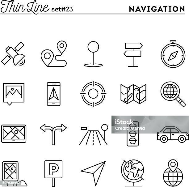 Navigation Direction Maps Traffic And More Stock Illustration - Download Image Now - Map, Symbol, Global Positioning System