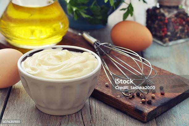 Homemade Mayonnaise Stock Photo - Download Image Now - Mayonnaise, Cooking Oil, Appetizer