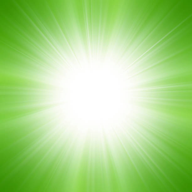 istock Sun on green sky with lenses flare 507637786