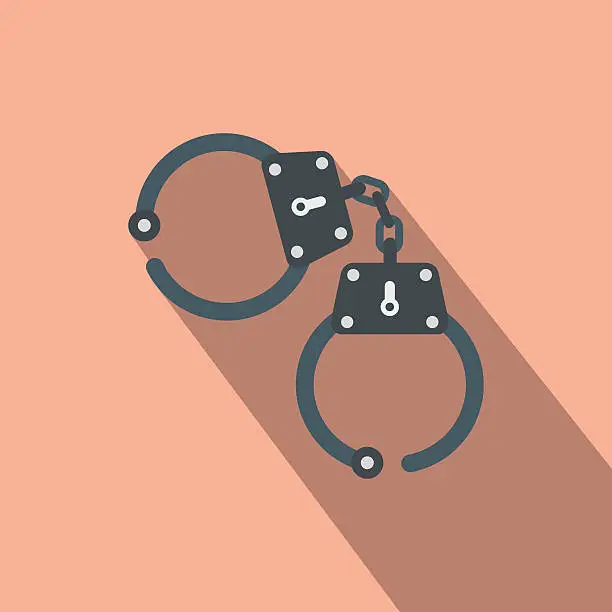 Vector illustration of Handcuff flat icon