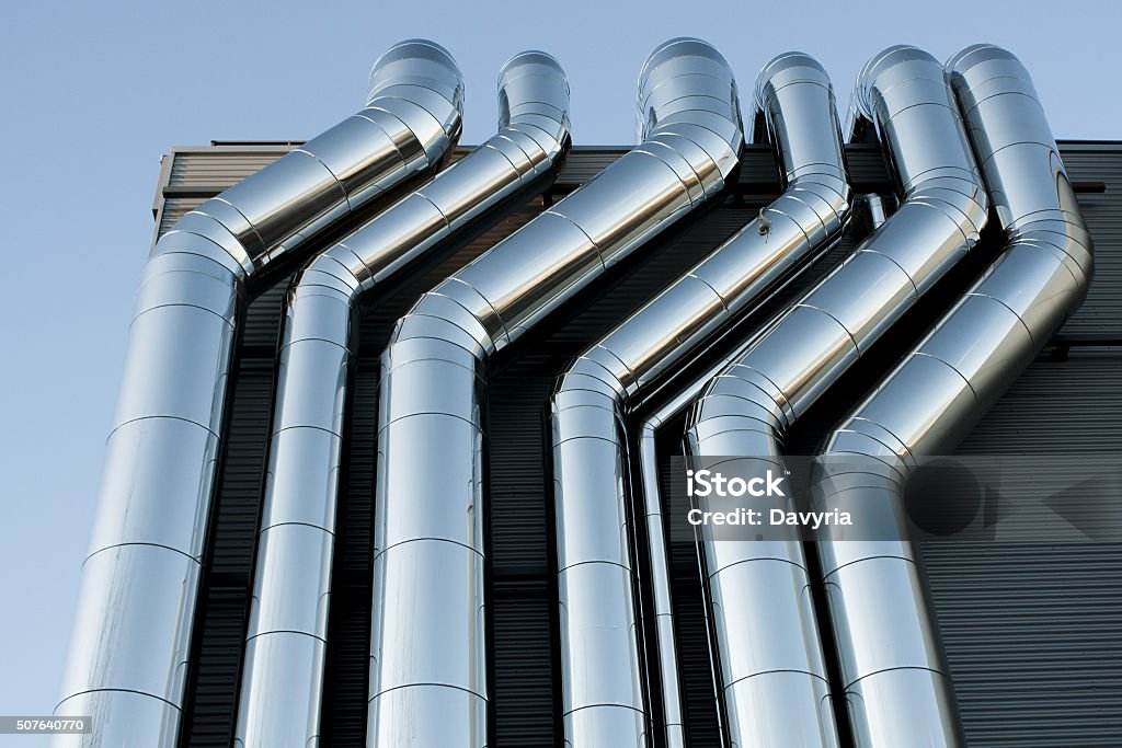 Air pipes HVAC ventilation Air pipes HVAC ventilation tubes Air Duct Stock Photo