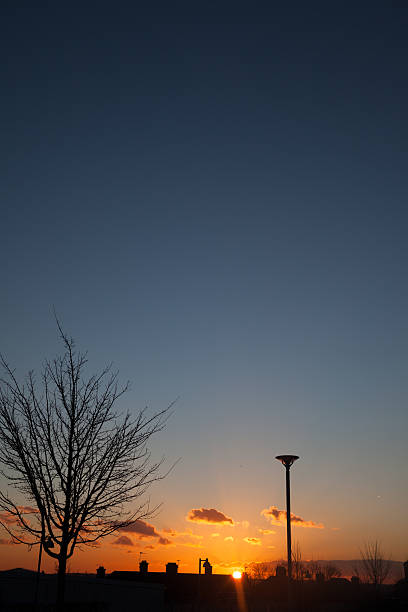 sunset and cloudless sky near Thurrock England
