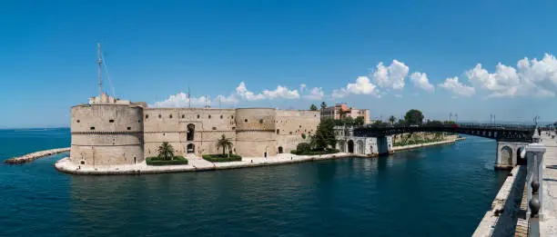 Aragonese castle and swing bridge in Taranto, Italy