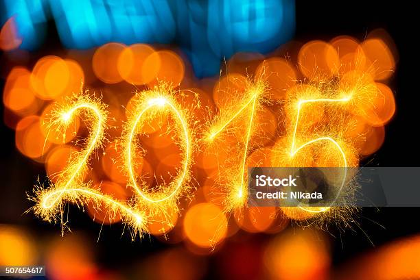 Sparkling New Year 2015 Stock Photo - Download Image Now - 2015, Black Background, Black Color