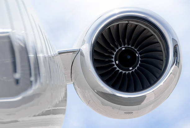 istock Jet engine closeup on a private airplane - Bombardier 507655273