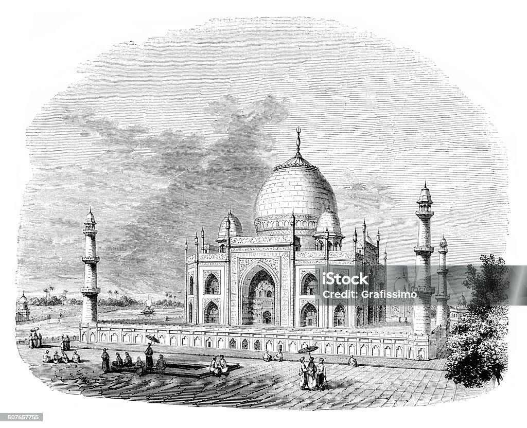 Palace Taj Mahal India 1848 Palace Taj Mahal India 19th Century stock illustration