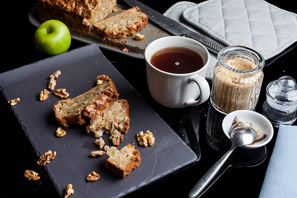 istock Pieces of apple pie and tea from high angle 507676832