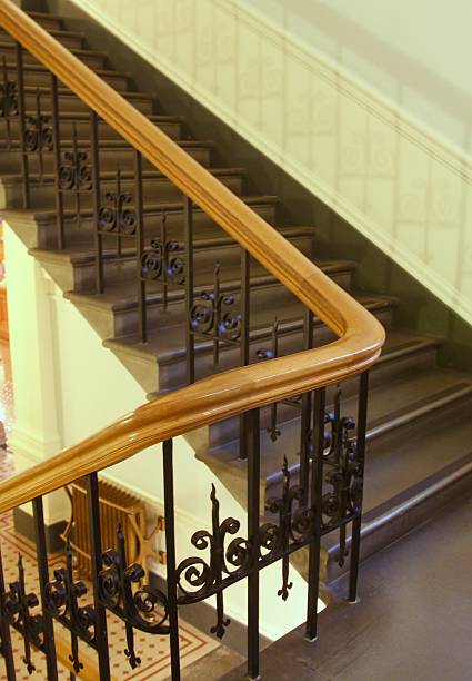 istock Close-up Of An Oak Hand Railing Inside A Building 507677590