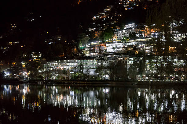 istock Amazing night lights of town and reflection 507680722