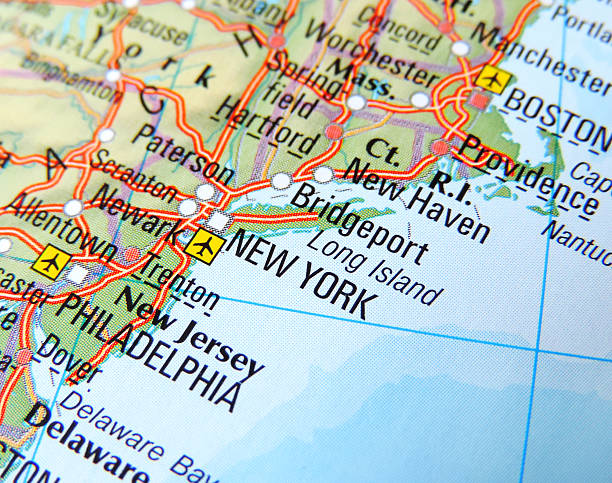 new york - usa road map relief map travel foto e immagini stock