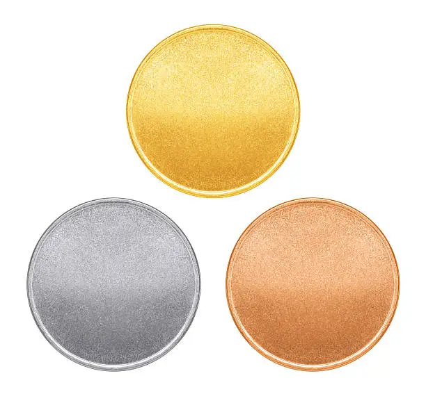 Blank templates for coins or medals with metal texture