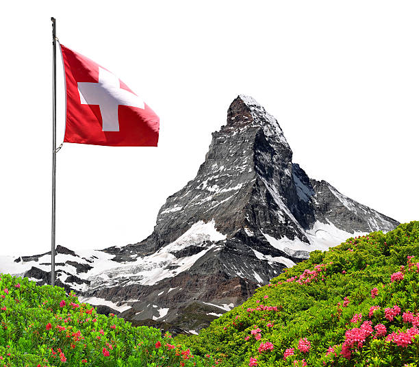 istock Matterhorn with Swiss flag 507683391