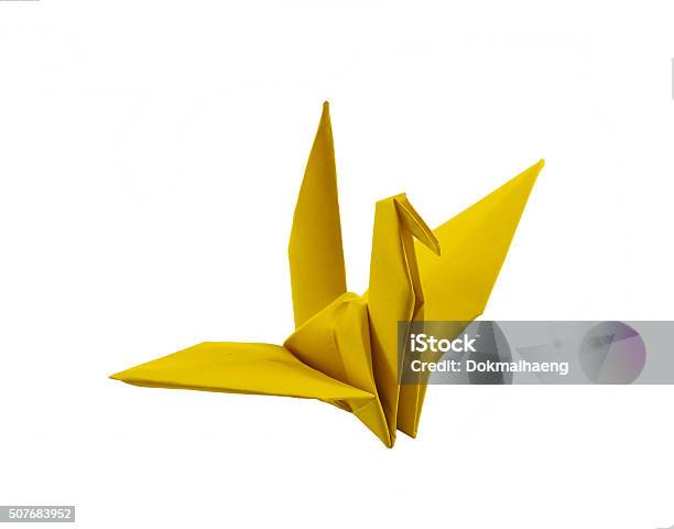 Bird Paper On White Background Stock Photo - Download Image Now - Origami, Bird, Paper Crane