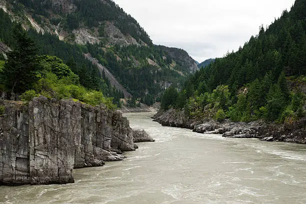 Photo of Hells Gate in Fraser Canyon River and Canadian Railway