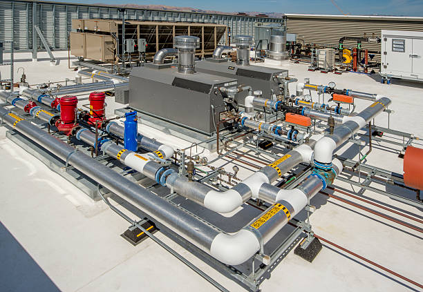 istock Rooftop HVAC with Twin Boilers 507686181