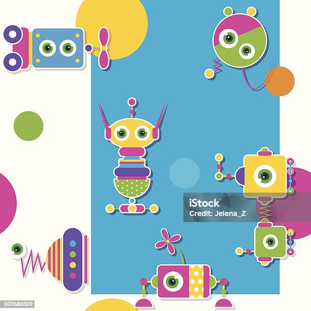 Collection Patterns Robot Colorful Robots Collection Pattern Greeting Card Stock Illustration ...