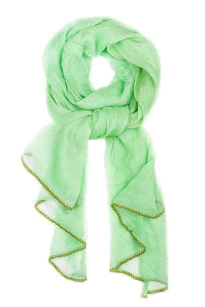istock Silk scarf. Green silk scarf isolated on white background 507686904