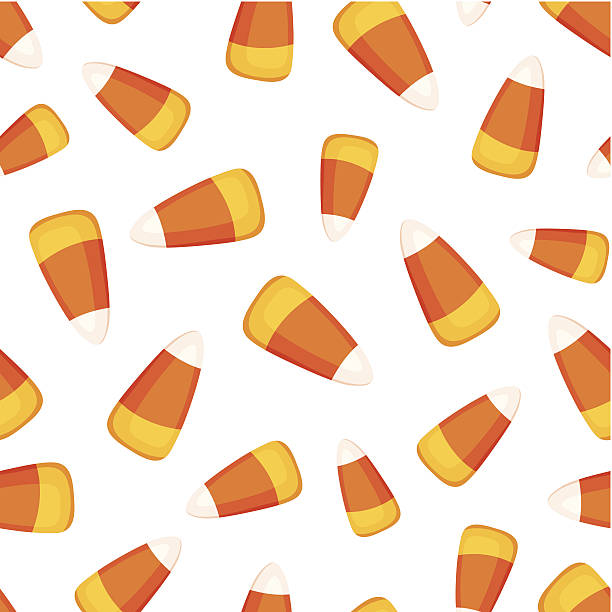 illustrazioni stock, clip art, cartoni animati e icone di tendenza di seamless pattern di caramelle corns su sfondo bianco.  vettore. - halloween candy candy corn backgrounds