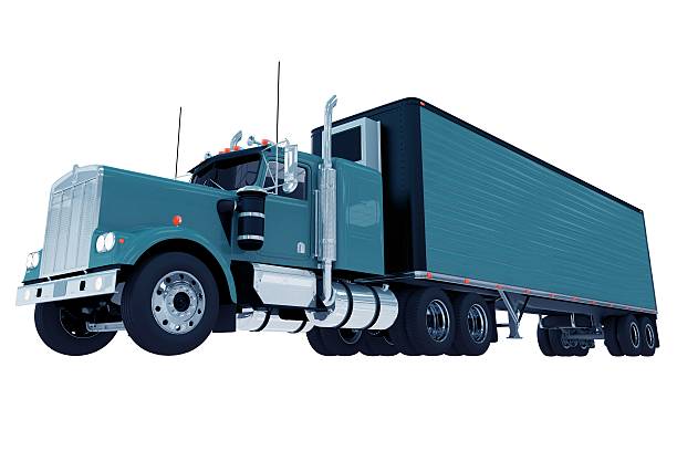 istock Blue Truck with Trailer Isolated 507687561