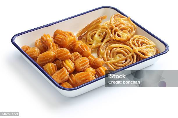 Zoolbia Bamieh Iranian Sweets Stock Photo - Download Image Now - Afternoon Tea, Baked Pastry Item, Candy