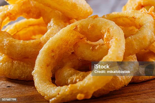 Fried Onion Rings With Red Sauce Stock Photo - Download Image Now - Appetizer, Batter - Food, Crunchy