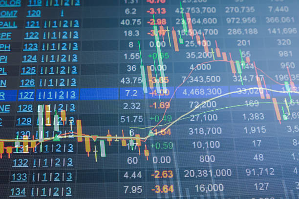 istock Stock market chart, Stock market data on LED display concept 507688120