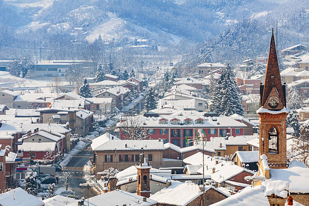 istock Small town covered with snow in Italy. 507688296