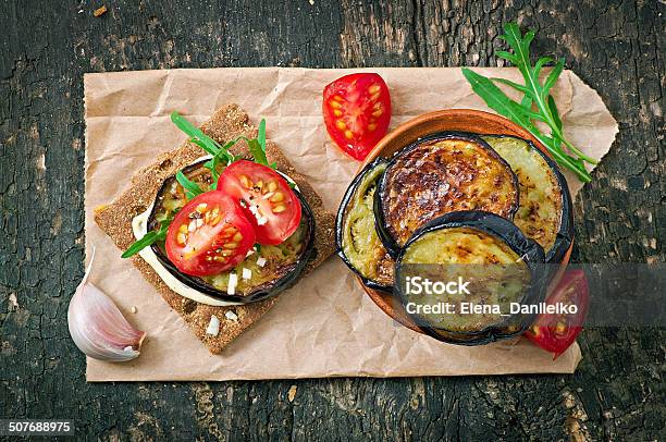 Vegetarian Diet Crispbread Sandwiches Stock Photo - Download Image Now - Appetizer, Arugula, Backgrounds