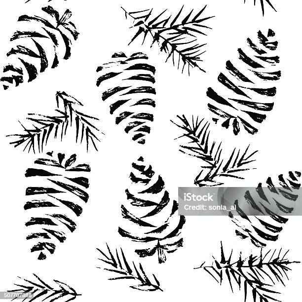 Pine Cones Seamless Pattern Christmas Gift Wrapping Vector Illustration Stock Illustration - Download Image Now