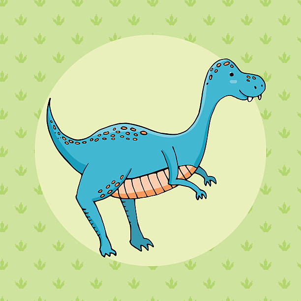 ilustrações de stock, clip art, desenhos animados e ícones de fofinho dinossauro em fogo de estilo com pegada no fundo - anachronistic