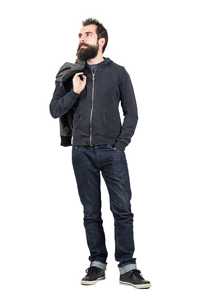istock Serious hipster jacket over the shoulder looking away 507710382