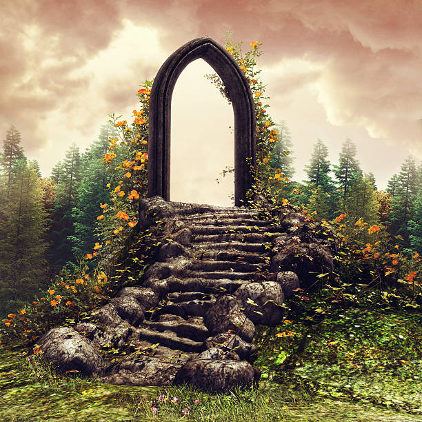 istock Fantasy door on a meadow 507711862