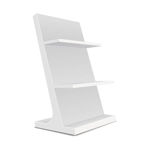 istock White Long Blank Empty Showcase Displays With Retail Shelves Products 507714454