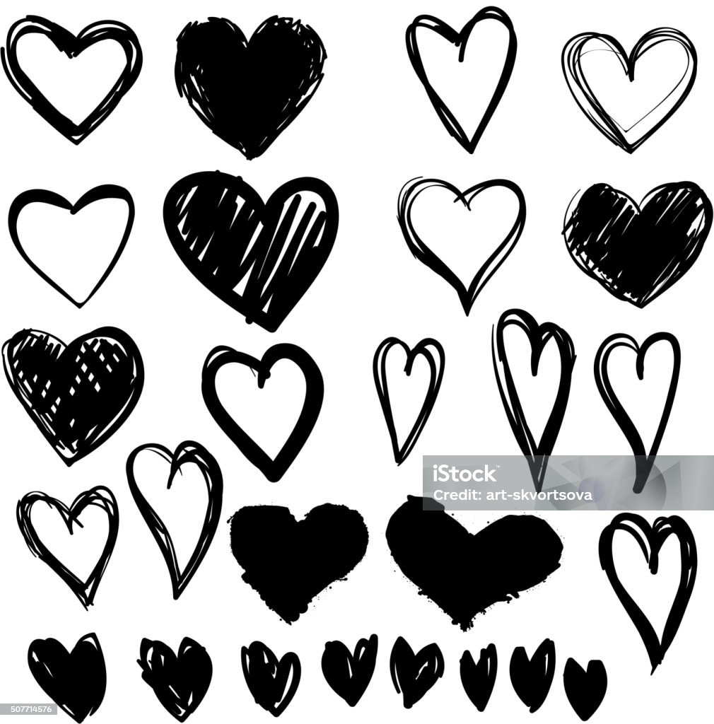 Paintbrush hand drawn heart design elements Paintbrush hand drawn heart design elements. Valentine's Day vector illustration set Heart Shape stock vector