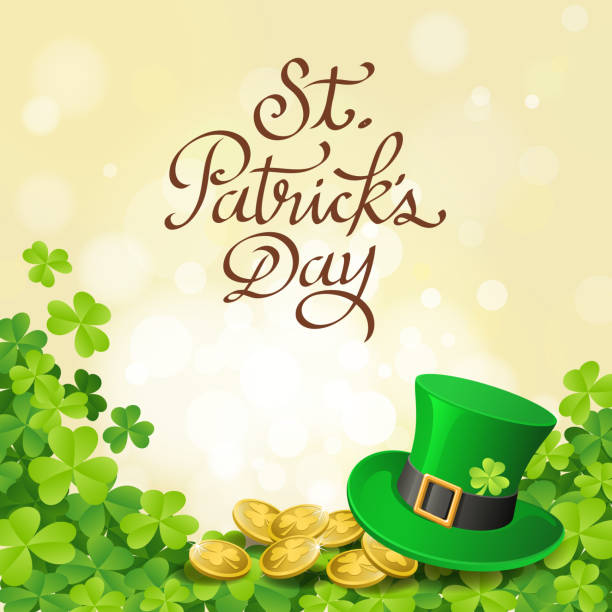 클로버 떠나다 패턴 프페임 - irish culture st patricks day backgrounds clover stock illustrations