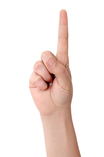 istock pointing up to copyspace male finger on white 507716960
