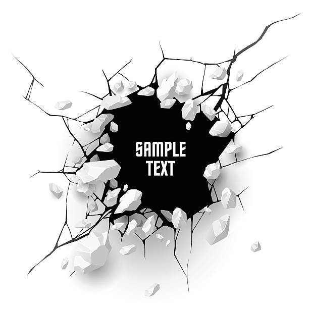 Cracked hole with space for text Cracked hole with space for text in vector wall stock illustrations