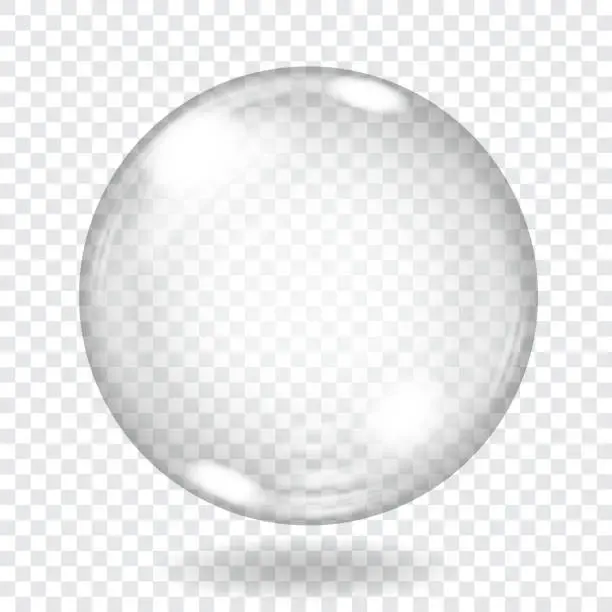 Vector illustration of Big transparent glass sphere. Transparency only in vector file