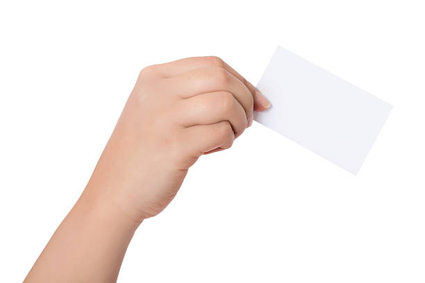 istock Woman hand handle card of posture, isolated on white background 507717450