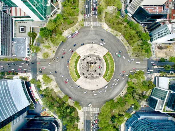 Aerial view of Independence monument in Mexico City