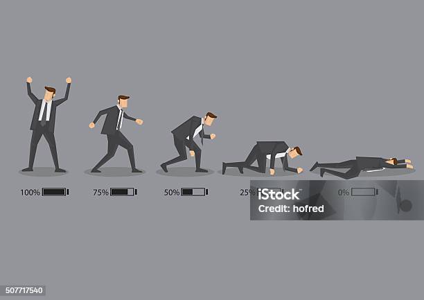Business Executive And His Energy Level Concept Vector Cartoon I Stock Illustration - Download Image Now