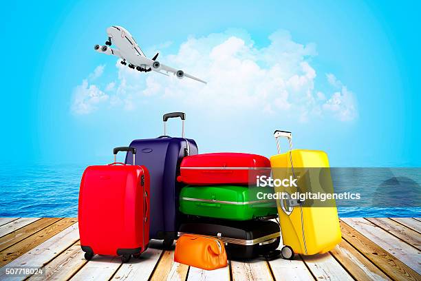 3d Render Tourism And Travel Concept Stock Photo - Download Image Now - Adventure, Airplane, Bag