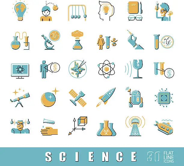 Vector illustration of Collection of scientific icons. Vector illustration