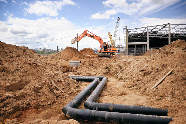 istock Construction works, construction machinery, bulldozer, excavation, factory 507718688